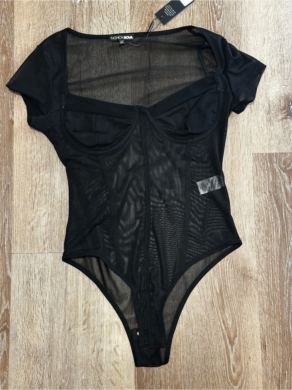 Sexy Black Sheer Underwire Mesh Bodysuit